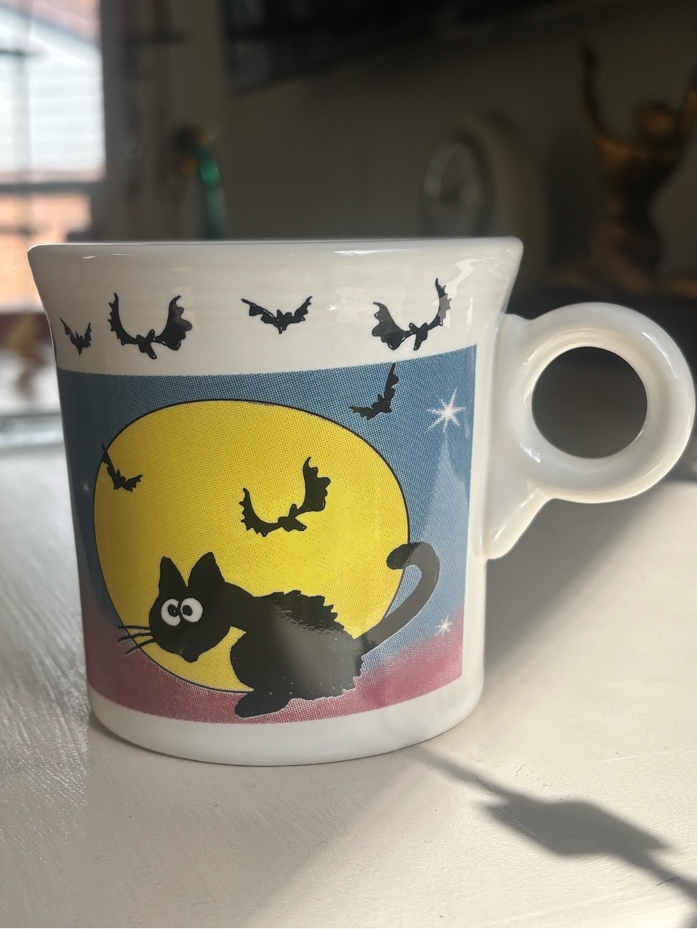 RARE Retired Fiestaware Halloween Nights Black Cat Mug Homer Laughlin